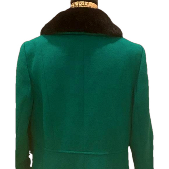 Talbots Emerald Green Faux Fur Collar Wool Blend Car Coat 14 NWT - Picture 7 of 11